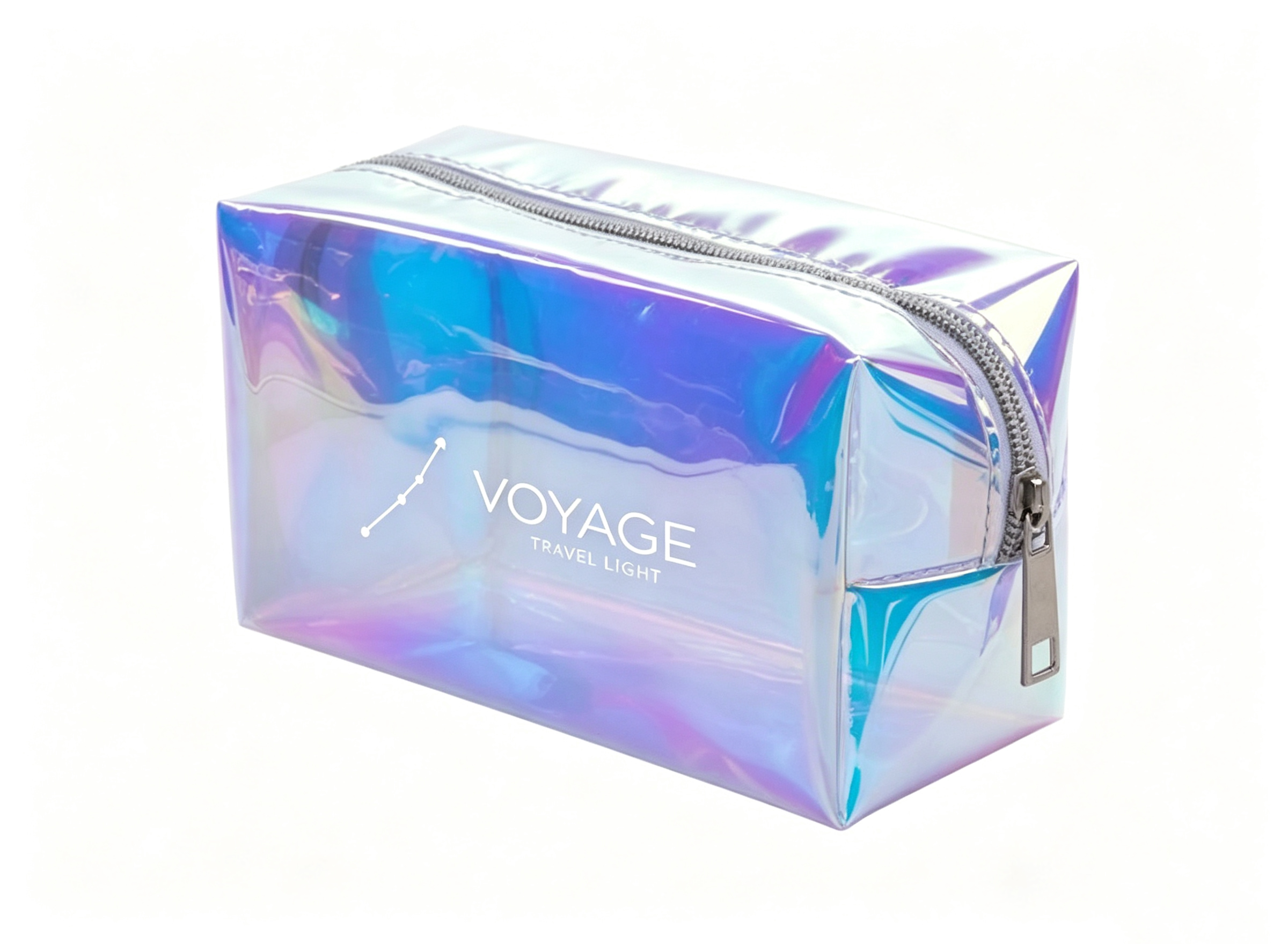 Holographic Iridescent TPU Cosmetic Bag Zipper Makeup Pouch for Travel